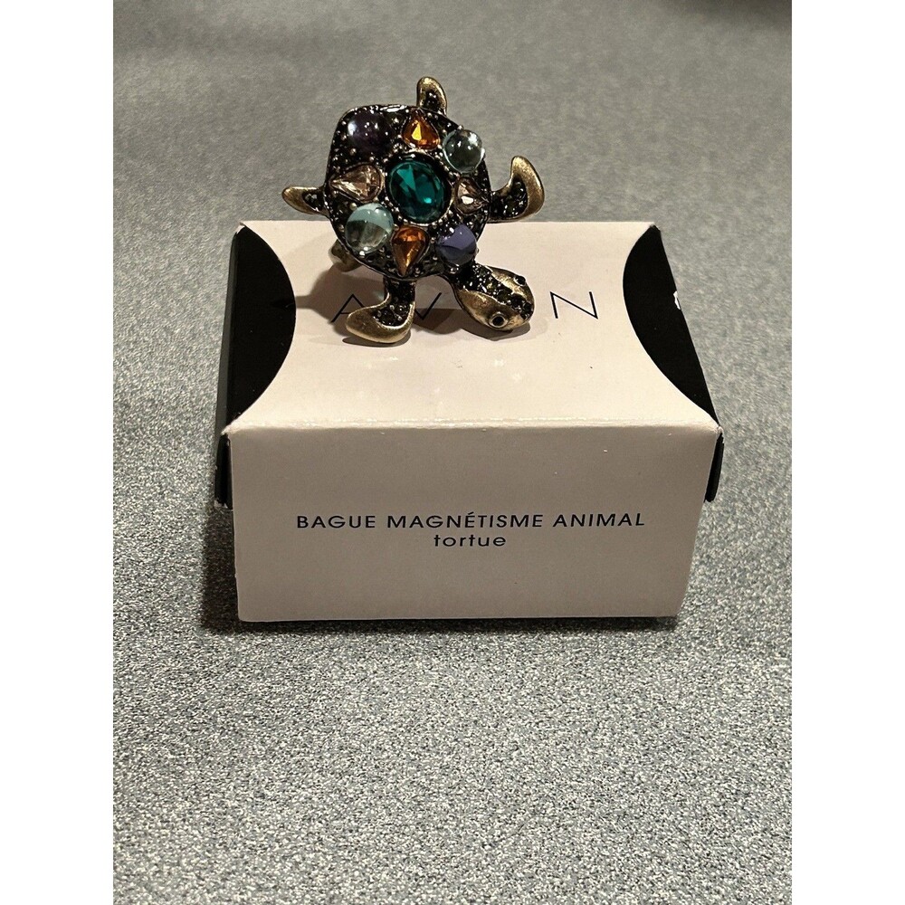 Avon 2010 Animal Magnetism Turtle Cocktail Brass Multi Cabuchon